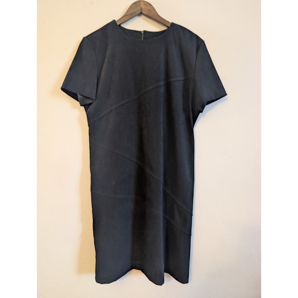 Maren Vintage Micro Suede Black‎ Dress Size 14 Back Zipper - Picture 4 of 7